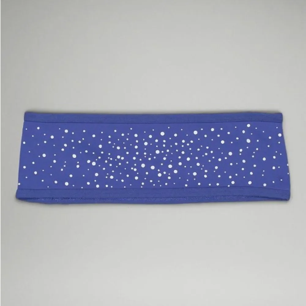 NWT New LULULEMON Fleece Reflective Running Ponytail Ear Warmer Blue Silver L XL